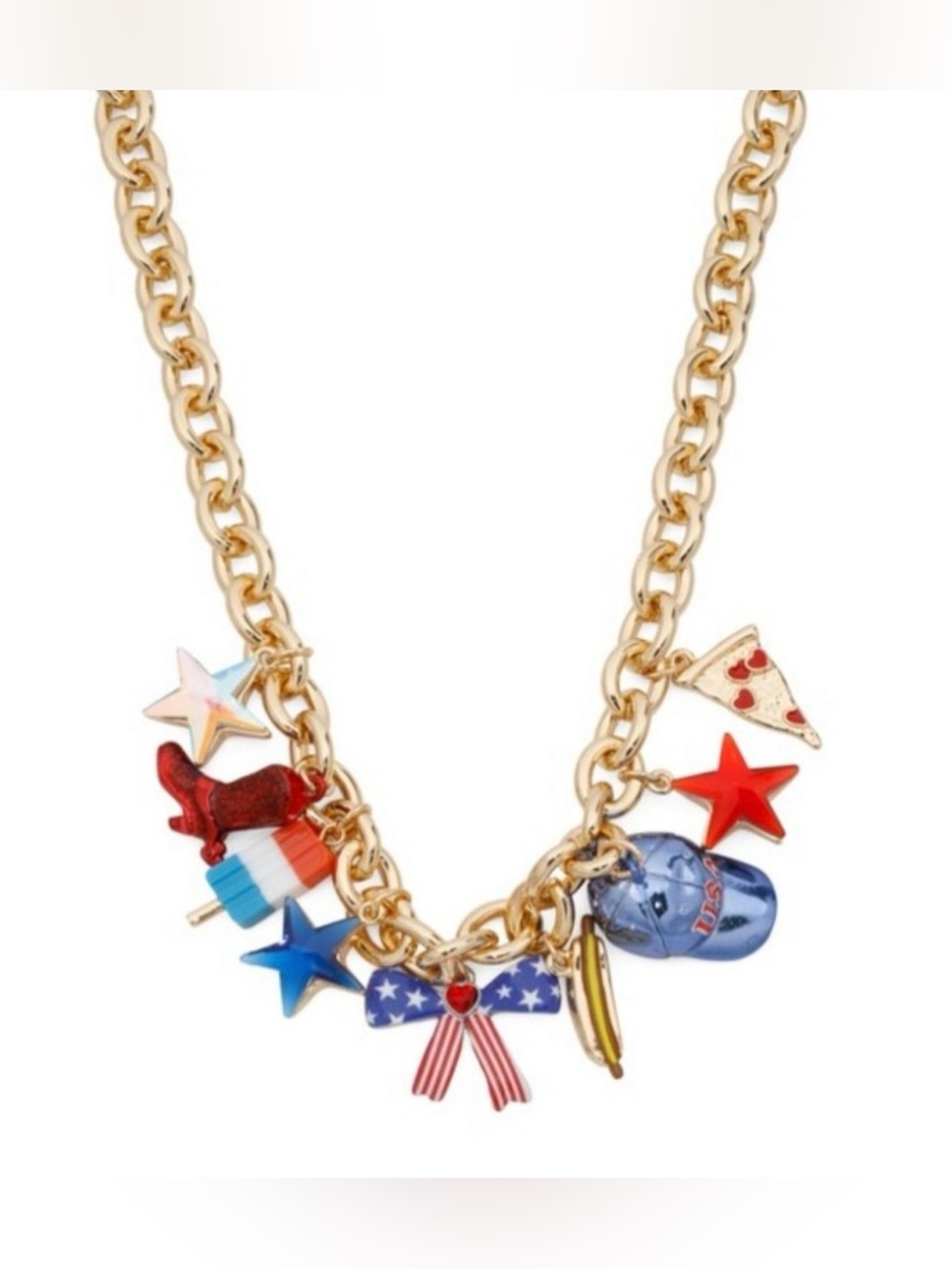 NWT Betsey Johnson Americana Charm Necklace